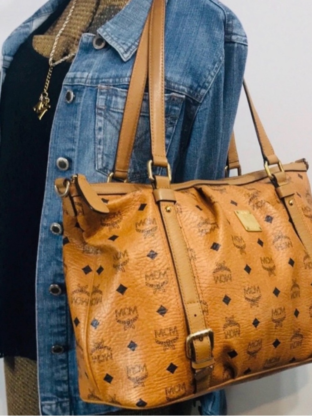 MCM - Cognac 2-Way Zip Tote Crossbody